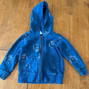 Carter’s Zip up Hoodie Blue Kids 3T Toddler with Fun Print monsters